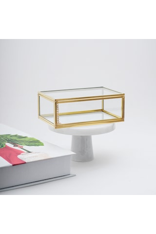 Cam Kutu Pirinç & Gold 10x8x5cm