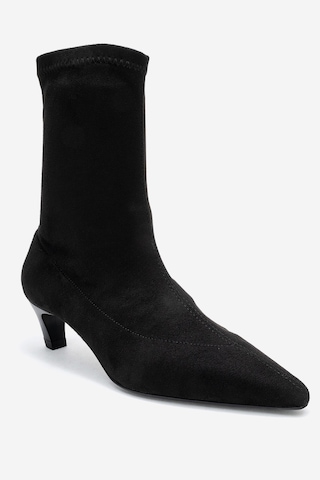 Luvishoes Alora Siyah Süet Kadın Kısa Topuklu Bot Siyah Süet