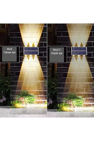Cata 20 W Solar İki Yönlü Led Duvar Aplik - Gün Işığı 3000k - Siyah - Ip65 - Ct-8010