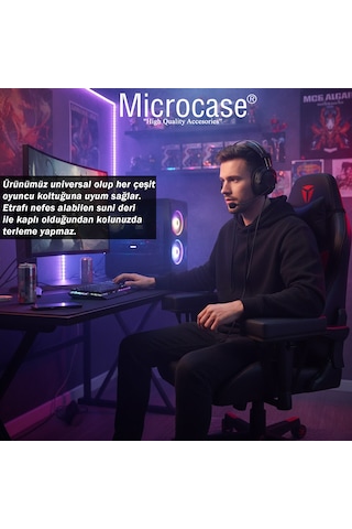 Microcase 3d Ortopedik Oto Araç Oyuncu Koltuk Kol Dayama Padi 2 Adet Al5401 Siyah