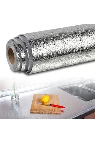 Rulo Gümüş Alüminyum Folyo Duvar Kağıdı, Kendinden Yapışkanlı Raf İçi, Su Geçirmez Folyo 2 Mt X 60 Cm - Ak79yt0079yu