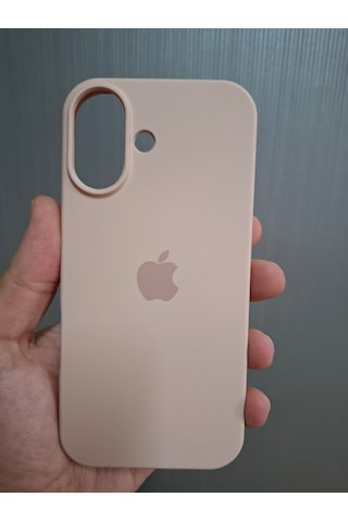 Apple Uyumlu iPhone 17 Logolu İçi Kadife Silikon Lansman Kılıf Pudra