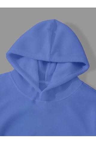 Harmandar 3 İplik Mavi/pembe Baskısız Kanguru Cepli Kapüşonlu Kadın Erkek Sweatshirt Hoodie Mavi
