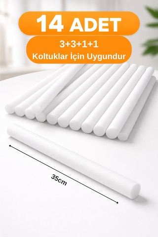 Koltuk Örtüsü Kaydırmaz Sünger Çubuk 14 Adet 35 Cm Koltuk Kılıfı Sabitleyici 3+3+1+1 Uygun Beyaz
