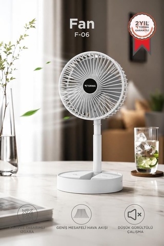 Masa Fanı Hava Üfleyici Kişisel Serinlik Vantilatör Şarjlı Klima Soğutucu Fan F06 Beyaz