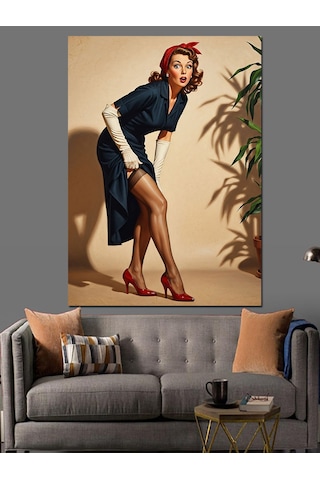Ahşap Tablo Pin-up Kadın Seksi Poz Ünlü Tabloları