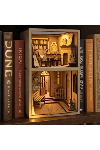 Magic Book Nook Ahşap Maket Seti 2 Katlı Peri Led'li Kitaplık Dekoru Dıy