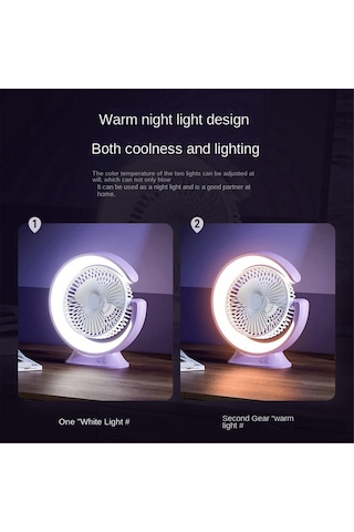 Soulader Mini Masaüstü Fanlı Led Işık - 2400mah Bataryalı, 3 Kademeli Ayarlanabilir Hız, Şarj Edilebilir Taşınabilir Kişisel Soğutucu
