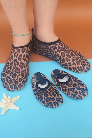 Leopar Desenli Anne Kız Çocuk Havuz ve Deniz Patiği Ayrı Ayrı Satılmaktadır -f-9022 Kahverengi