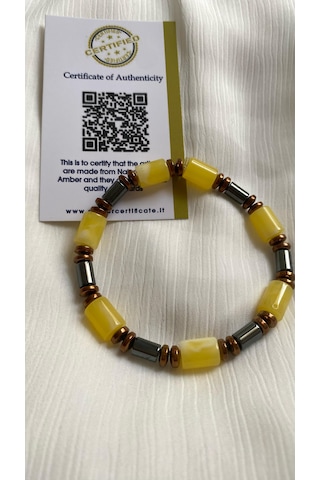 Hematit Ve Damla Kehribar Bileklik