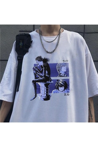Pisa Art Death Note Kolaj Beyaz Unisex Oversize T-shirt Rsts1894 Beyaz
