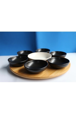 Bambu Dönen Standlı 7'li Sosluk Set Çok Renkli