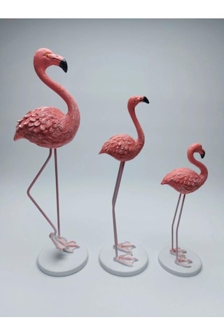 Metal Ayaklı 3 Lü Flamingo Pembe