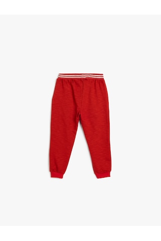 Koton Jogger Eşofman Altı Beli Bağlamalı Pamuklu Şardonlu Kırmızı 5wmb40032tk Kırmızı