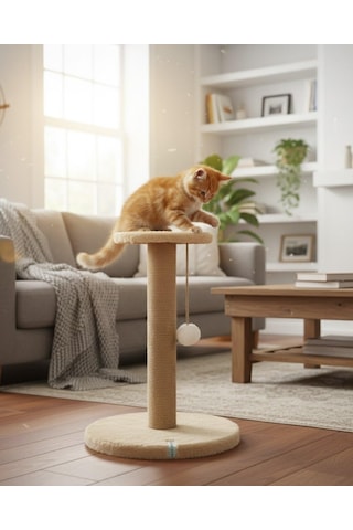 Pet Stepli Kedi Tırmalama Tahtası Bej