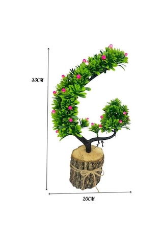 Yapay Çiçek Pembe Çiçekli Bonsai Ağacı Dekoratif Kütük Saksıda Yapay Ağaç Bonzai Hilal Model