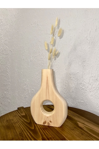O&a Wood Doğal Ahşap Dekoratif Biblo Vazo Naturel