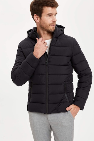 Defacto Su İtici Slim Fit Dar Kesim Astarlı Kapüşonlu Fermuarlı Cepli Dolgulu Mont R0216az25aubk27 Siyah-bk27