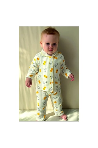 Veramoni Düğmeli İkili Bebek Pijama Takımı Sarı