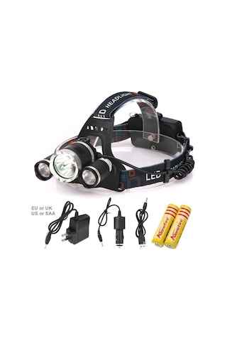 Boruıtt6 Kafa Feneri 5000 Lumens 3xcree Xm-T6+2r5 Lamba Led Kamp Çok Renkli