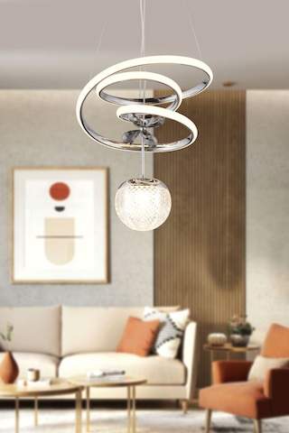Ey-El Tasarım Kaos Mini Modern Sarkıt Led Avize Taşlı Krom