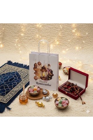 Ramazan Hediyelik Paketleme Çantası, 3lü Paket, Kandil Temalı Kağ
