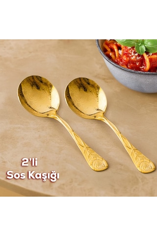Porsima 5217 Metal Gold 2 Li Sos Kaşığı Kepçe 13cm