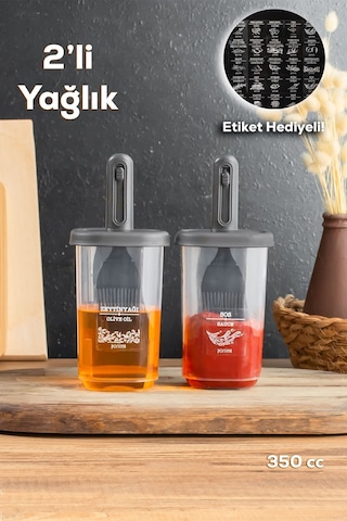 Porsima 0520 2'li Silikon Fırçalı Yağlık Yağdanlık 350 Cc Antrasi