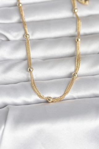 Ceylan Adam Cm 14k Gold Renk Topçuk Model 60 Cm Kadın Kolye Çok Renkli