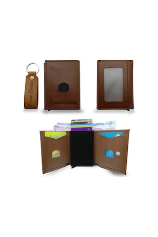 Kişiye Isme Özel Mekanizmalı Erkek Kartlık Cüzdan Anahtarlık Taba Taba-Hediye Paketi Olmasın-Siyah