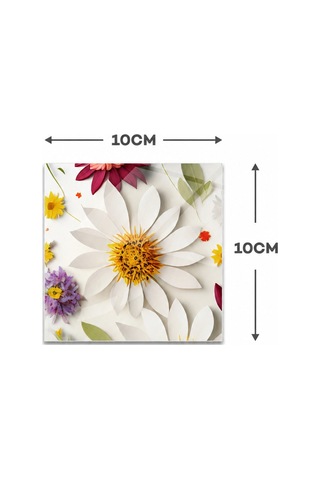 Gökçeoğlu Cam Bardak Altlığı Flower Mix 4'lü Takım 10cm X 10cm Çok Renkli