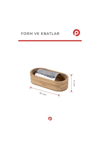 Bambu Altlıklı Paslanmaz Çelik Rende - Hazneli Mutfak Rendesi Açık Kahverengi