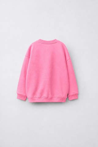 Fasardi Manifest Girls M6nifestgirls Baskılı Oversize Şardonsuz Uzun Kollu Kız Çocuk Sweatshirt Pembe