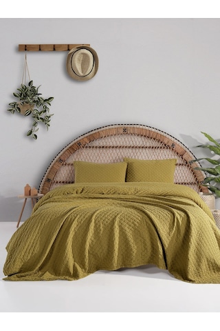 Cambridge Yatak Örtüsü Seti Çift Kişilik Yeşil Kutulu Yeşil