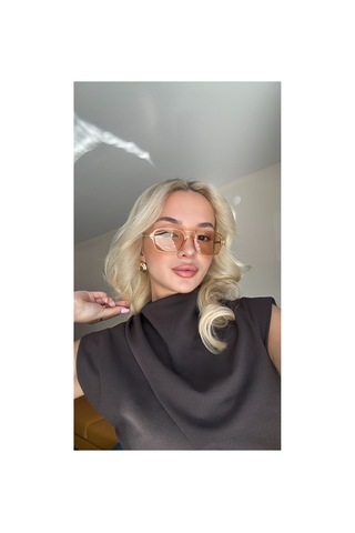 Nude Çerçeve Nude Cam Dikdörtgen Kadın Güneş Gözlüğü Siyah