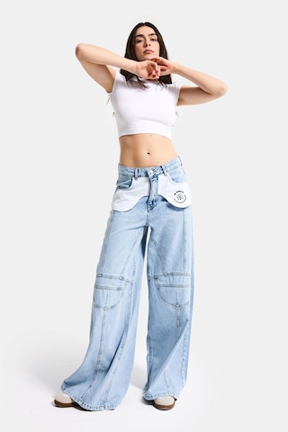 Itsbasic Kadın Ice Palazzo Fit Özel Tasarım Denim Jean Buz Mavi