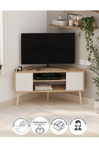 Tv Sehpası 2 Kapaklı Tv Sehpası Tv Ünitesi Televizyon Sehpası Tv Sehpası Kıbrıs Safir Meşe Beyaz Safir Meşe - Beyaz