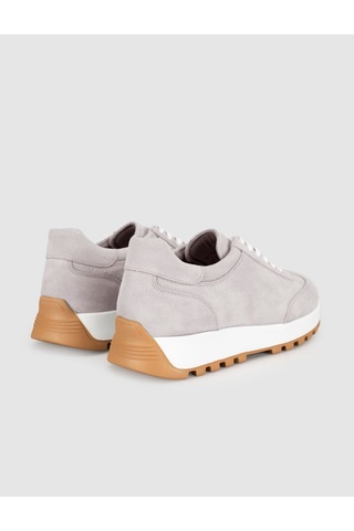 Açık Gri Süet Hakiki Deri Kadın Sneaker Ayakkabı