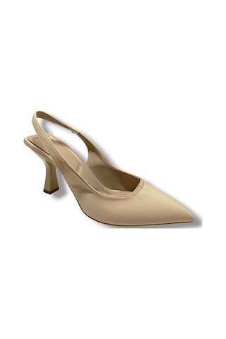 C-shoes 809-25 Arkası Açık Kısa Topuk Kadın Ayakkabı Krem
