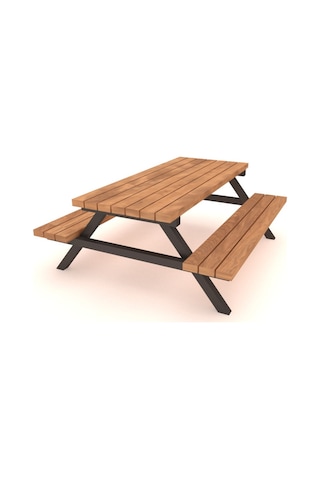 Ahşap Piknik Masası, Metal Gövdeli 145 Cm-486
