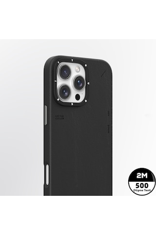 Apple Uyumlu iPhone 15 Pro Max Kılıf Magsafe Özellikli Basit Mat Deri Desenli Youngkit Tech Fashion Serisi Siyah Siyah