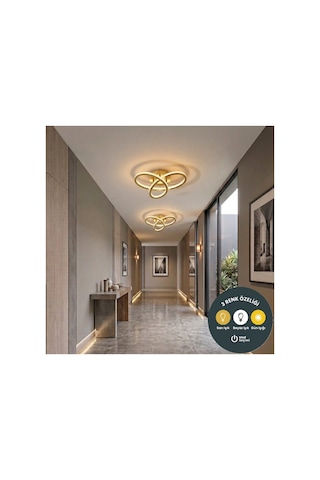 Kar Çiçeği Eskitme Plafonyer Avize 3 Renkli Modern Salon, Mutfak, Çocuk Odası Ve Antre Aydınlatma Altın