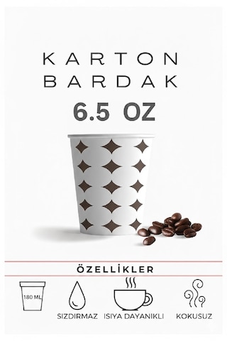 Bencup Karton Bardak 6.5 Oz 180 Ml , 3000 Adet - Ekonomik Dev Koli - Ofis Ve Kantin Tipi 3000