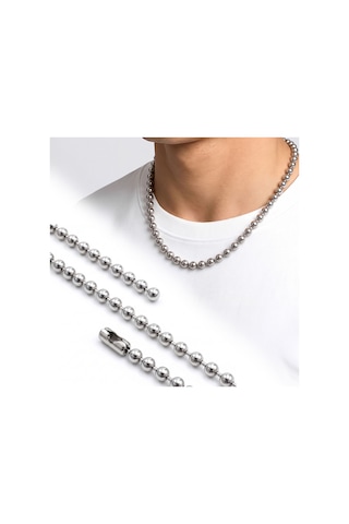 Premium Parlak Ve Şık Damla Erkek 316l Çelik Kolye 6mm 55cm 3183eck049 - Gümüş Renk