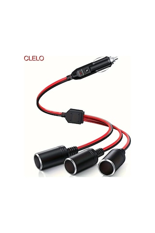 Boatshop1 Clelo 1den 3e Siyah Araba Sigara Cakmagi Bolucu Adaptor Guc Sarj Portu 12v 24v Fis Soketi 3 Yollu Bolucu 25.4 Cm Uzatma Kablosu 16awg 15a Sigorta