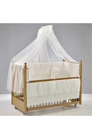 Meltem Kids Mondo Sallanır Ahşap Anne Yanı Beşik 60 x 120 CM Naturel Ekru