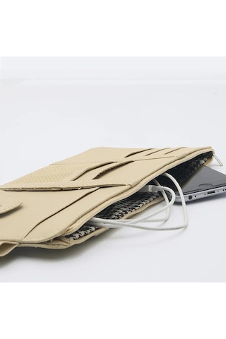 Araba Güneşlik Organizatör Oto Iç Aksesuarları Depolama Cep Kılıfı Pu Beige