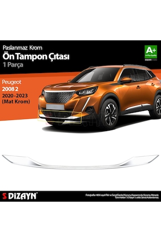 S-Dizayn  Peugeot 2008 2 Krom Ön Tampon Çıtası 2020 Üzeri Mat Krom
