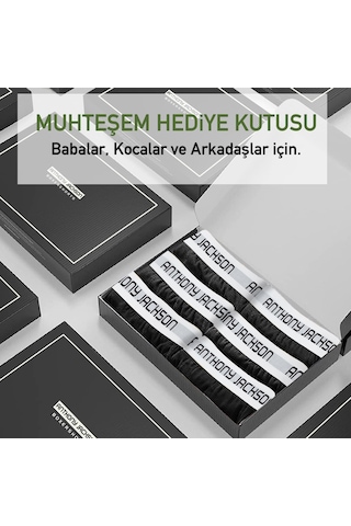 Anthony Jackson Douglas Likralı Premium Erkek Boxer 6'lı Kutu - Siyah