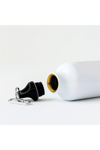 Kişiye Özel Kancalı Alüminyum Beyaz Su Matarası - 600mlt Çok Renkli